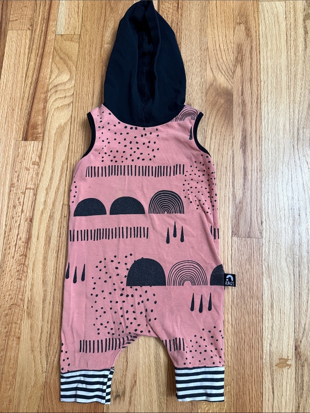 Kids Pink Graphic Hooded One-Piece Romper